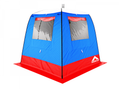 Мобильная баня-палатка МОРЖ c 2-мя окнами сине-красный Мобильная баня-палатка МОРЖ c 2-мя окнами сине-красный