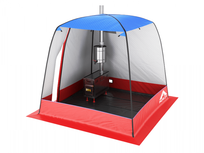 Мобильная баня-палатка МОРЖ c 2-мя окнами сине-красный в Воронеже