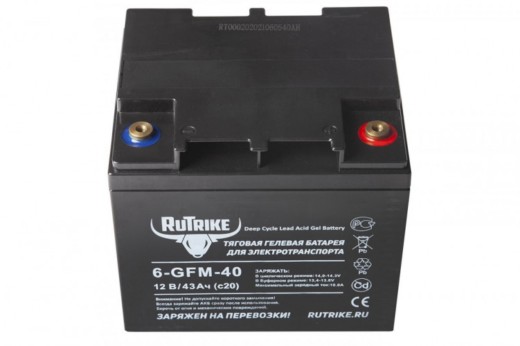 Тяговый гелевый аккумулятор RuTrike 6-GFM-40A (12V43A/H C20) в Воронеже