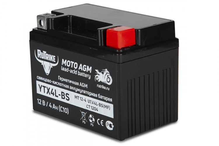 Аккумулятор стартерный для мототехники Rutrike YTX4L-BS (12V/4Ah) в Воронеже