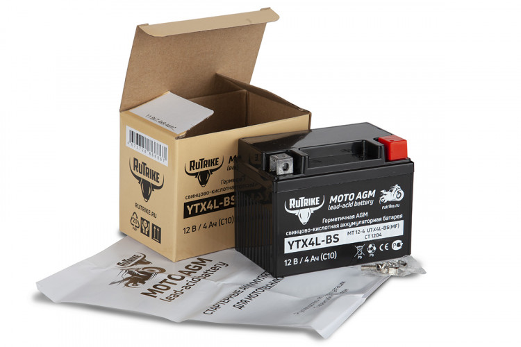 Аккумулятор стартерный для мототехники Rutrike YTX4L-BS (12V/4Ah) в Воронеже