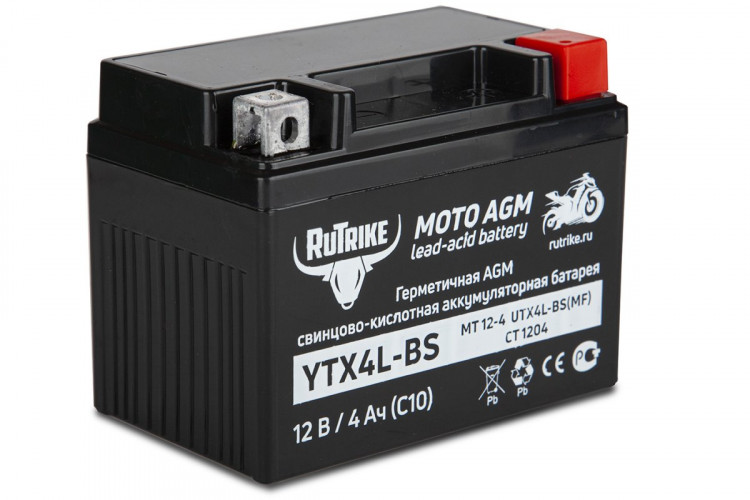 Аккумулятор стартерный для мототехники Rutrike YTX4L-BS (12V/4Ah) в Воронеже