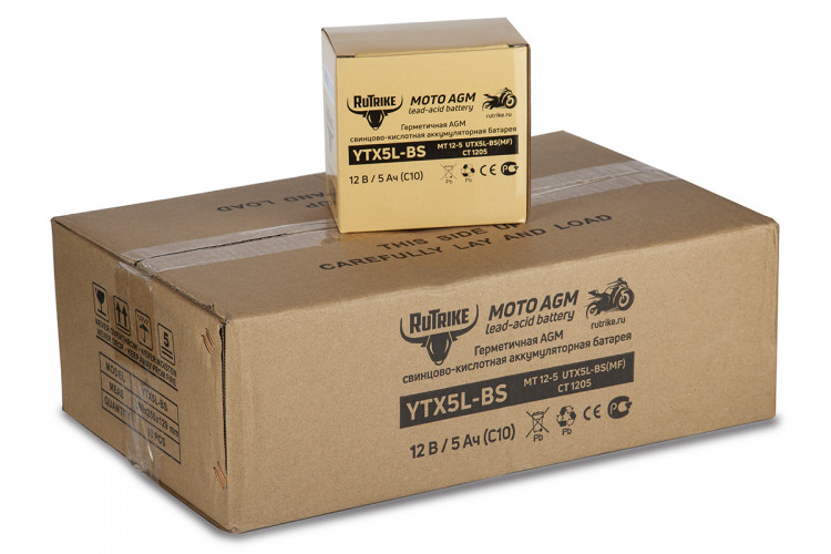Аккумулятор стартерный для мототехники Rutrike YTX5L-BS (12V/5Ah) в Воронеже