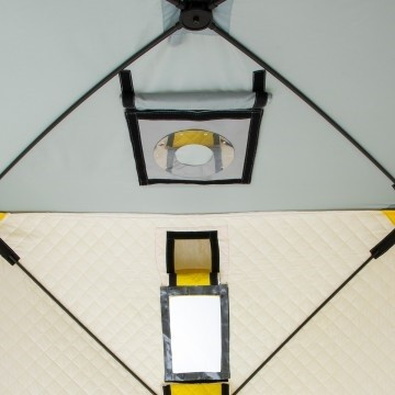 Палатка для рыбалки Helios утепл.Куб 1,5х1,5 желтый/серый в Воронеже