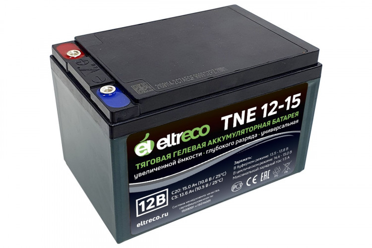Тяговый аккумулятор Eltreco TNE12-15 (12V12A/H C3) болт в Воронеже