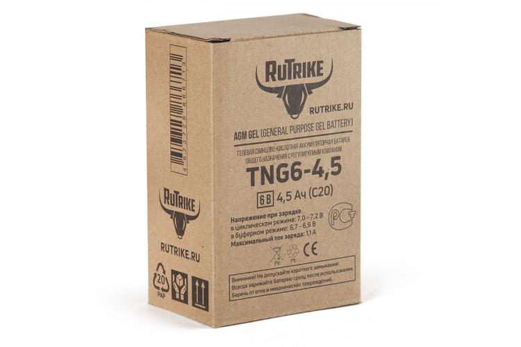 Тяговый гелевый аккумулятор RuTrike TNG 6-4,5 (6V4,5A/H C20) в Воронеже