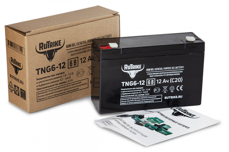 Тяговый гелевый аккумулятор RuTrike TNG 6-12 (6V12A/H C20) в Воронеже