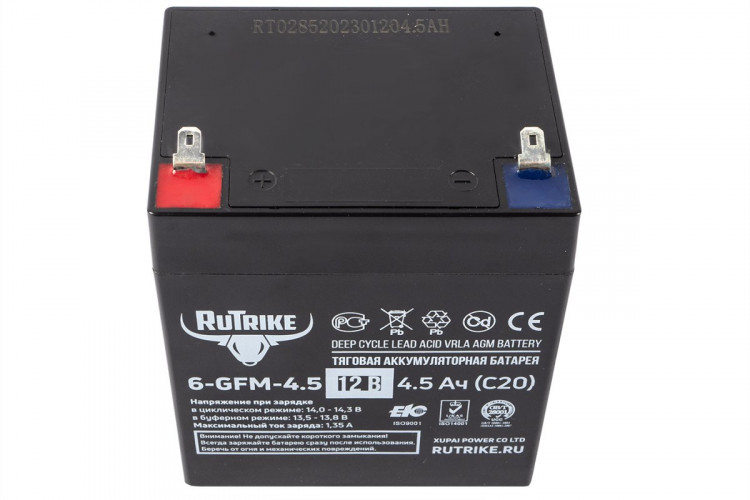 Тяговый гелевый аккумулятор RuTrike 6-GFM-4.5 (12V4.5A/H C20) в Воронеже