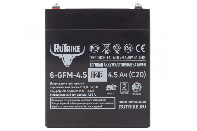 Тяговый гелевый аккумулятор RuTrike 6-GFM-4.5 (12V4.5A/H C20) в Воронеже