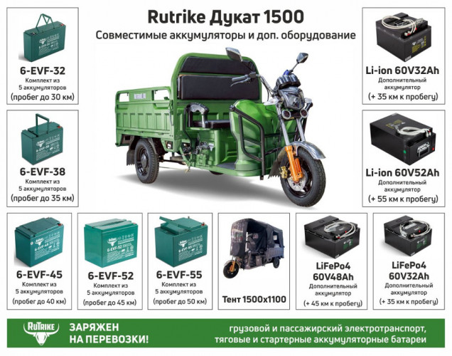 Грузовой электрический трицикл RuTrike Дукат 1500 в Воронеже